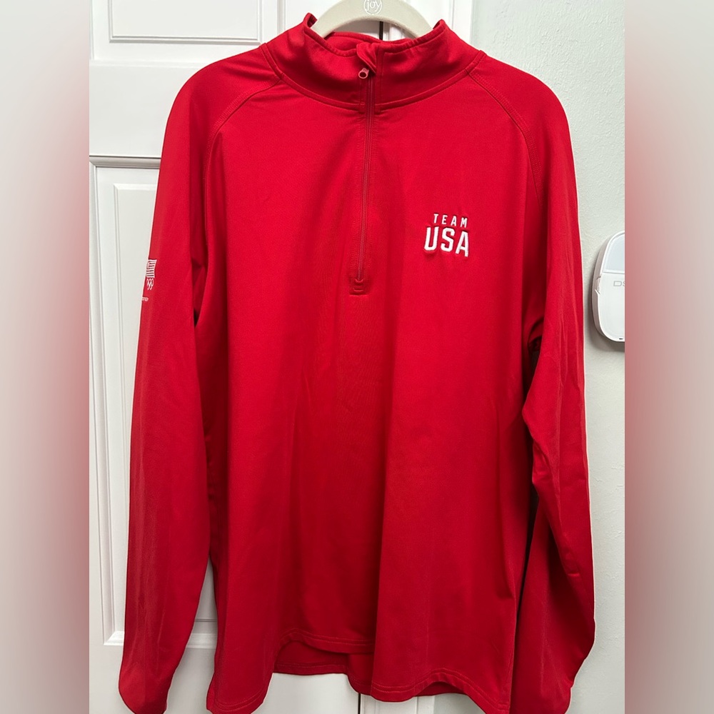 Team USA Sponsor Quarter Zip, Red, Size Large